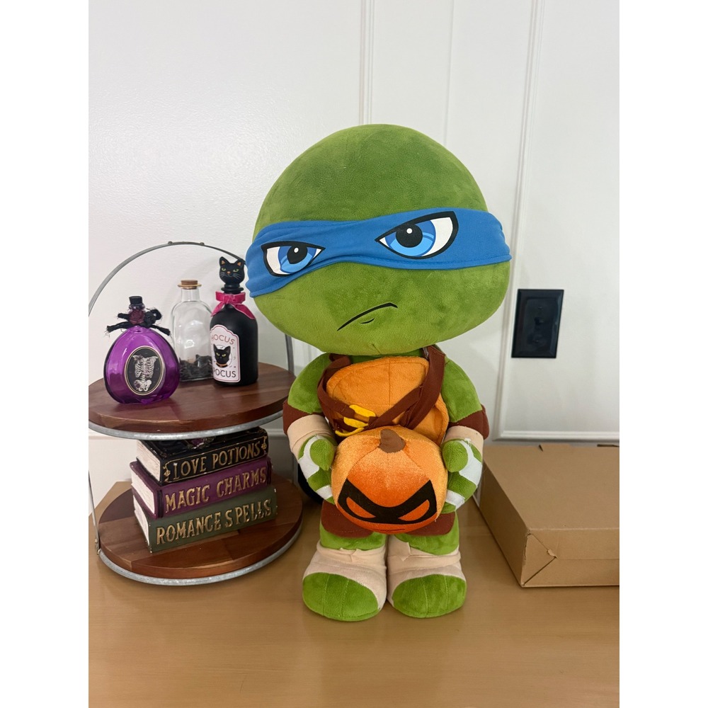 TMNT Leonardo Halloween Plush 22 Inch Large Ninja Turtle Pumpkin Decor